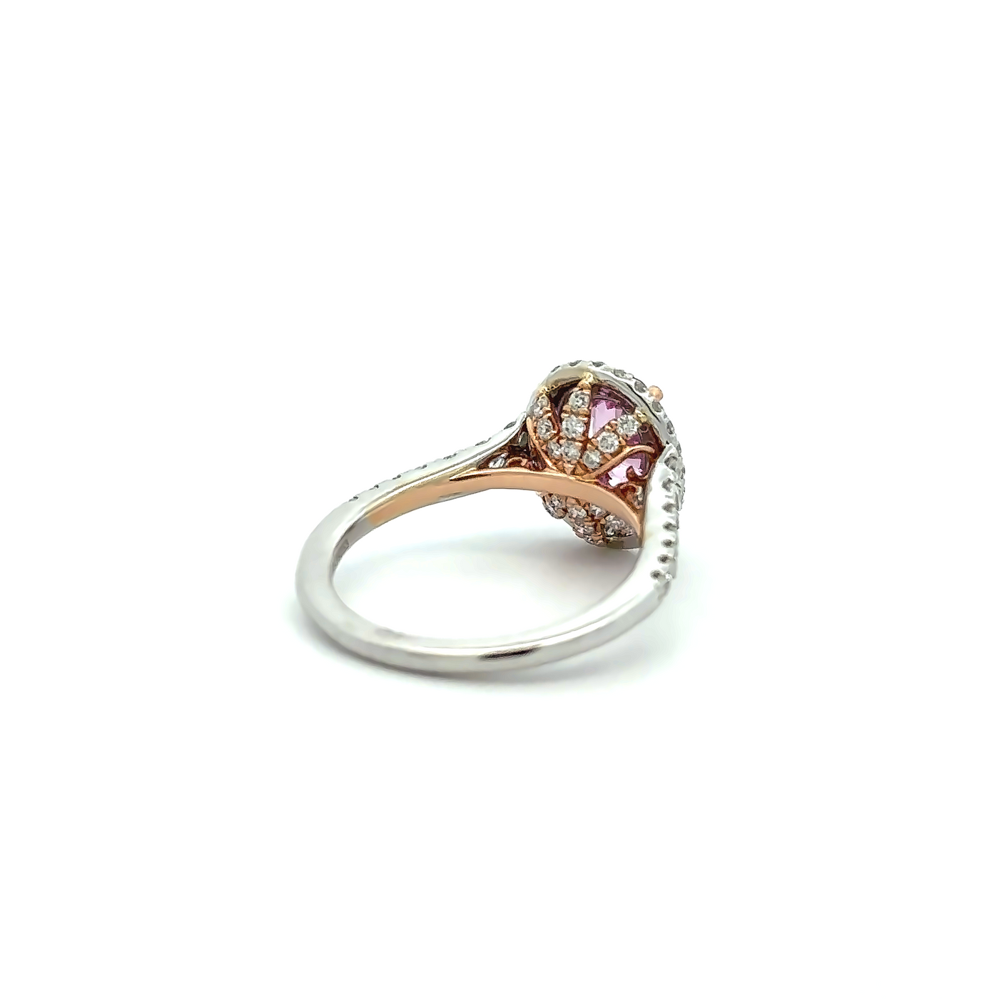 14 Karat White Gold Pink Sapphire and Diamond Double Halo Ring