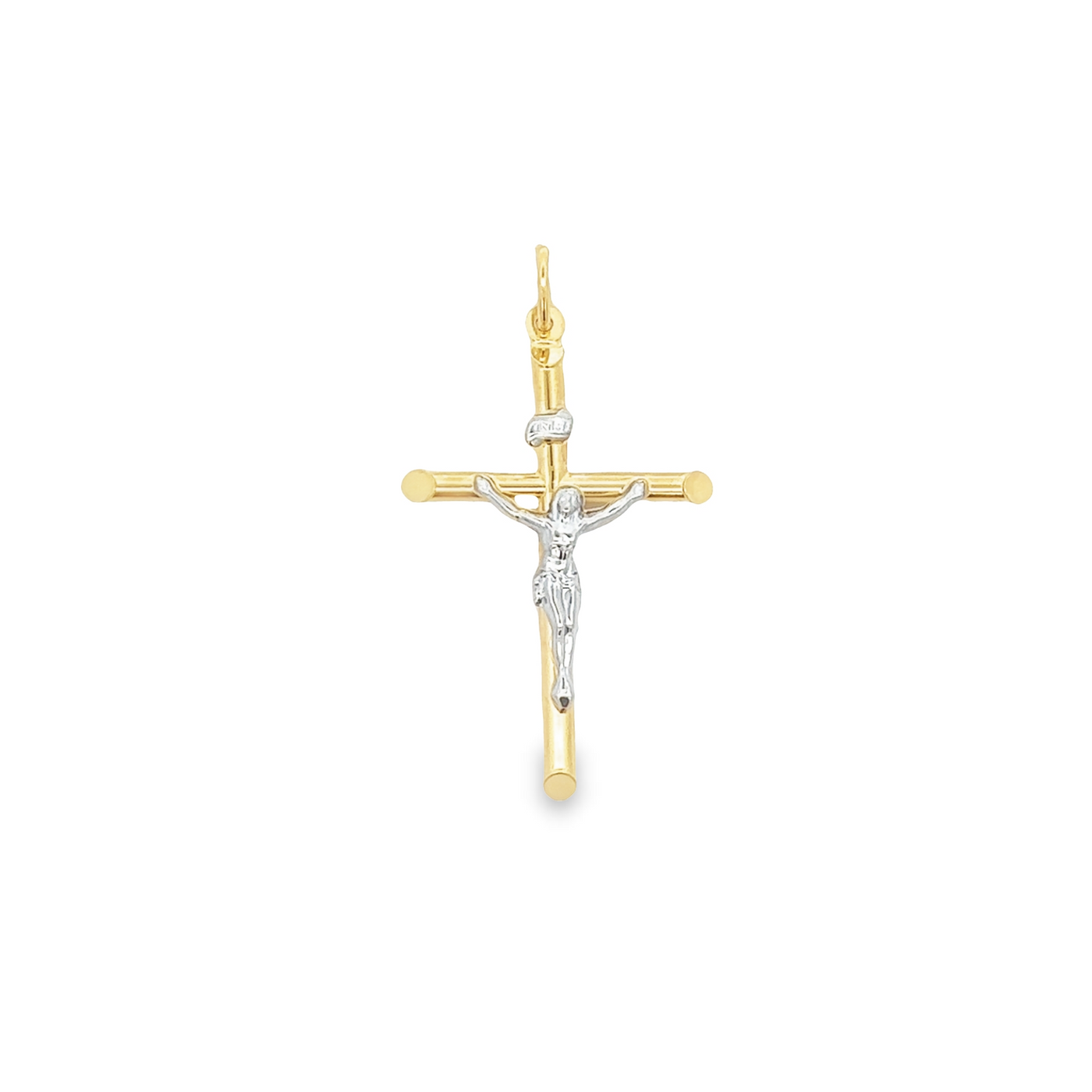 10 Karat Two-Tone Gold Large Crucifix Cross Pendant