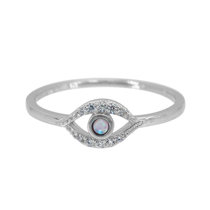Sterling Silver Evil Eye Cubic Zirconia Ring