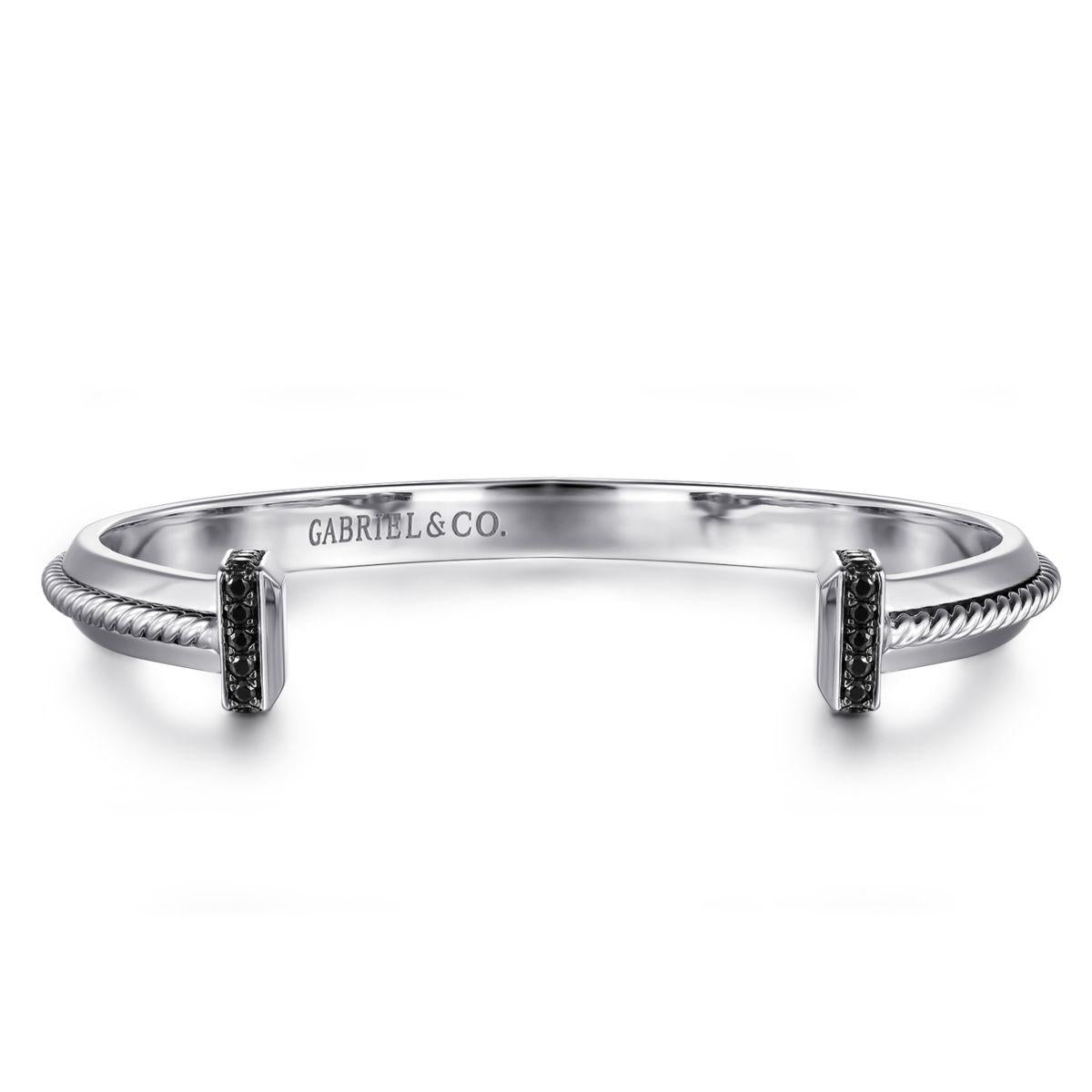 Gabriel & Co. Sterling Silver Black Spinel Open Cuff Bracelet