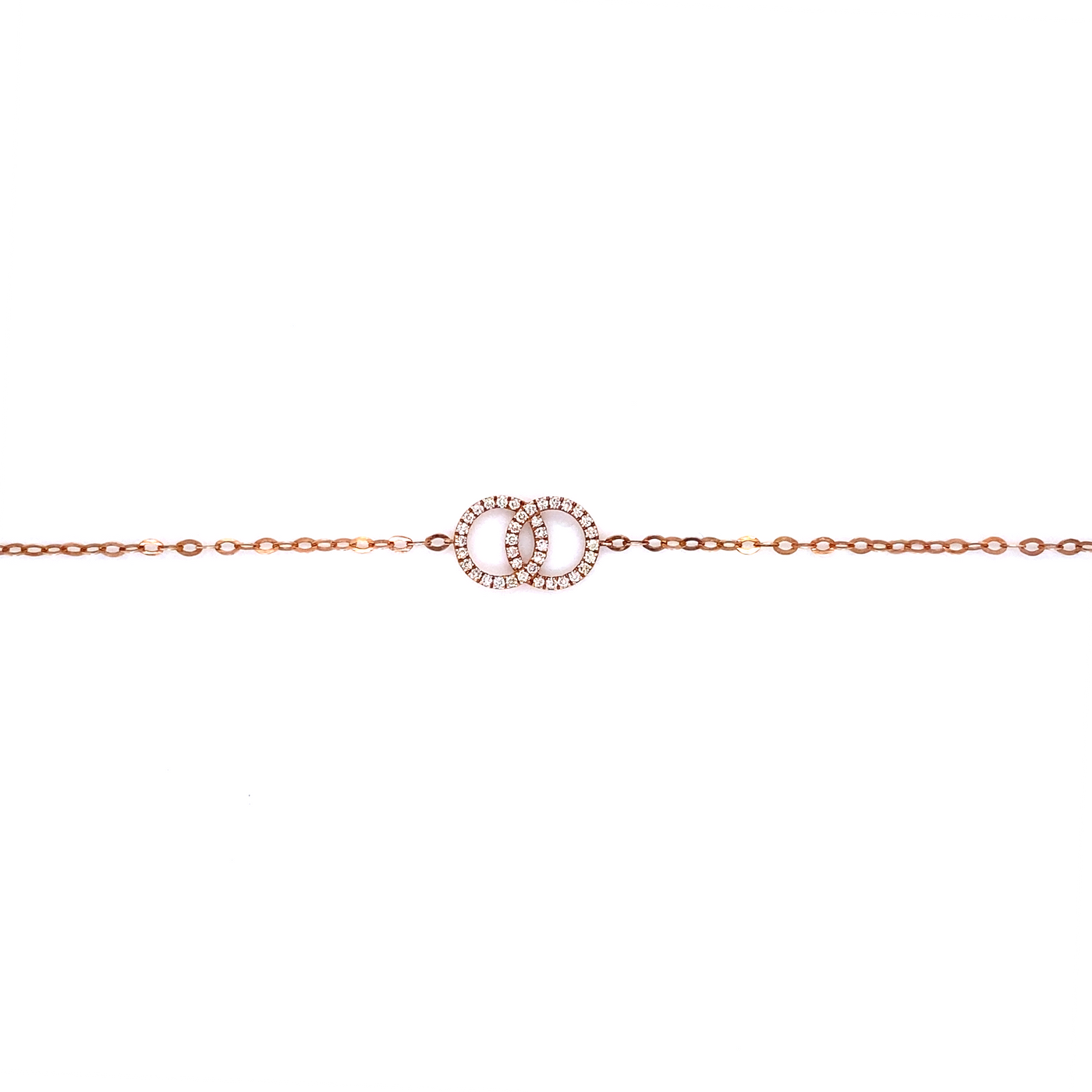 14 Karat Rose Gold Diamond Linked Circles Chain Bracelet