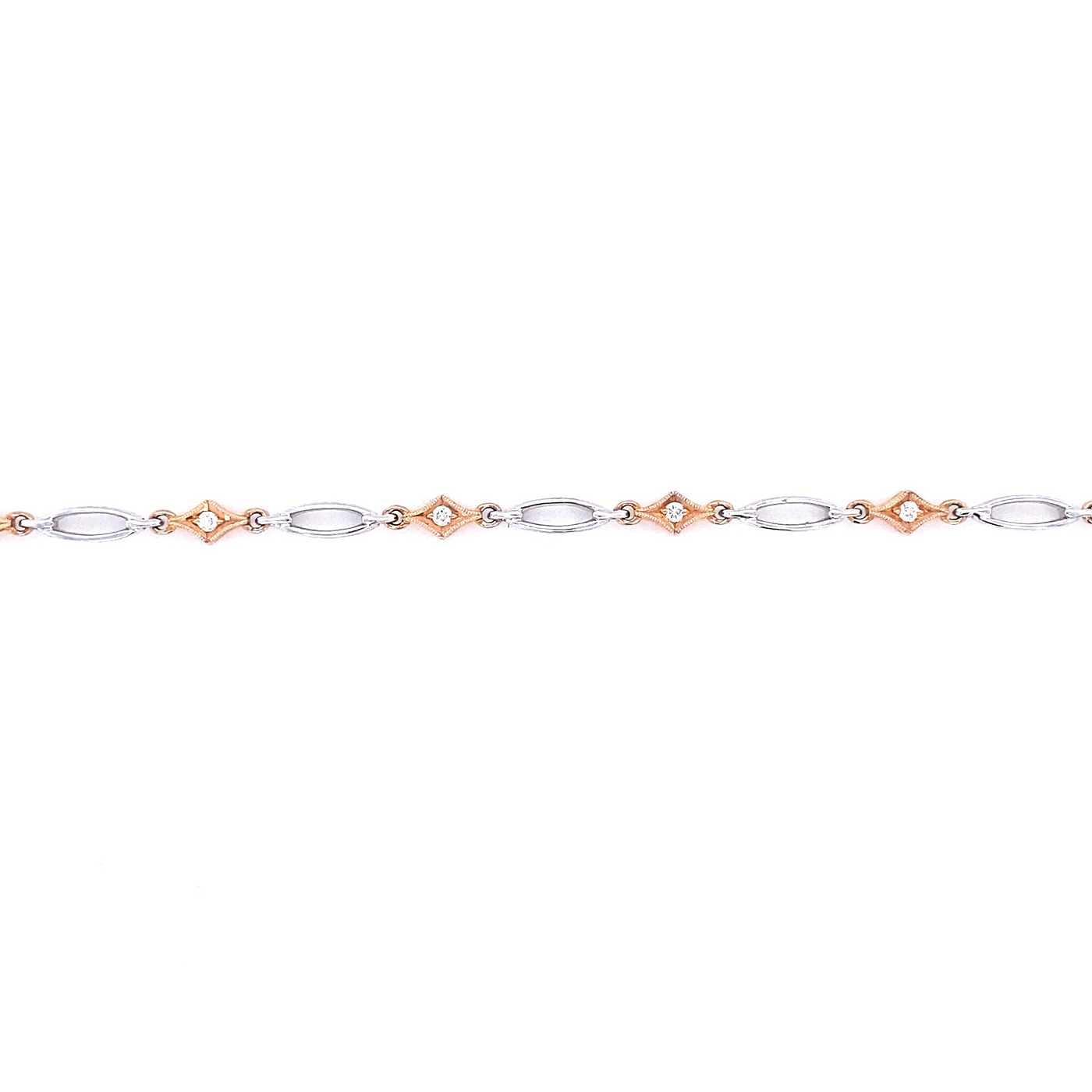 14 Karat White and Rose Gold Diamond Bracelet