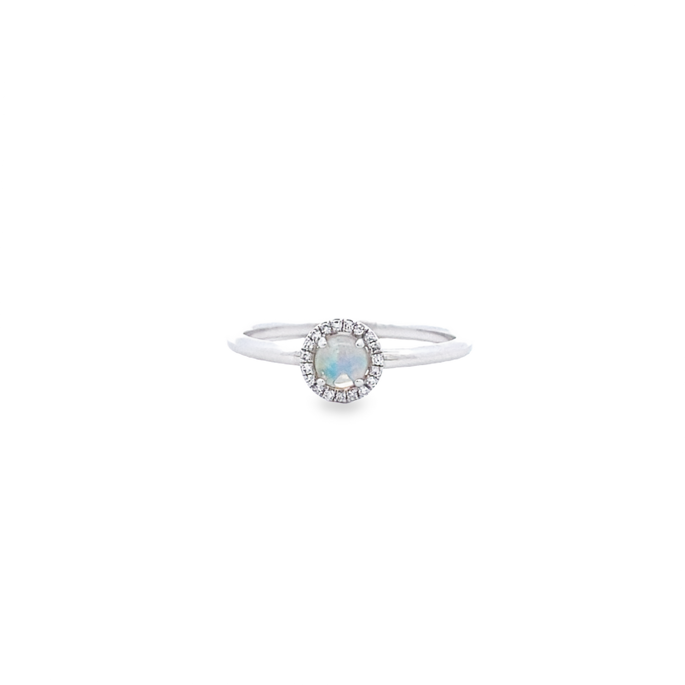 14 Karat White Gold Opal and Diamond Halo Ring