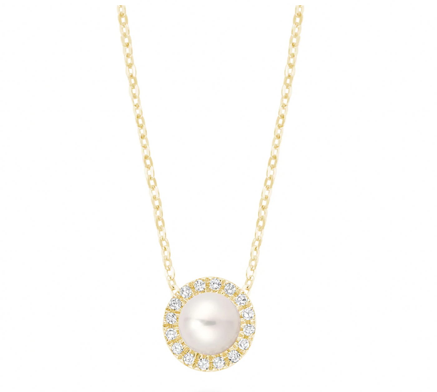 10 Karat Yellow Gold Pearl and Diamond Necklace