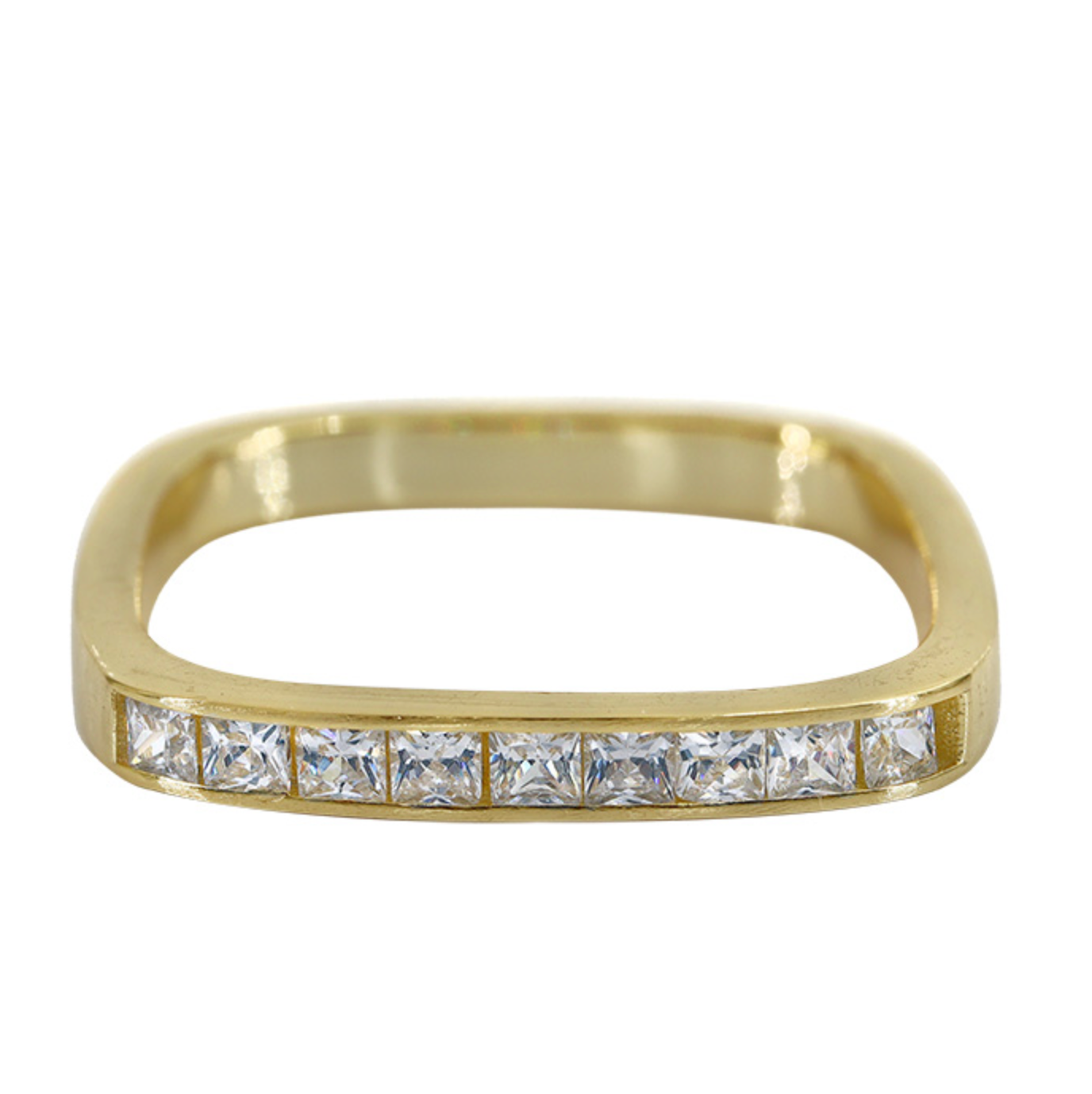 Cubic Zirconia and Sterling Silver Square Band Ring main image 0