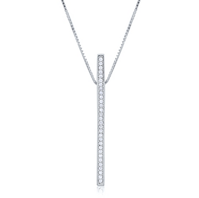 Sterling Silver Cubic Zirconia Bar Necklace