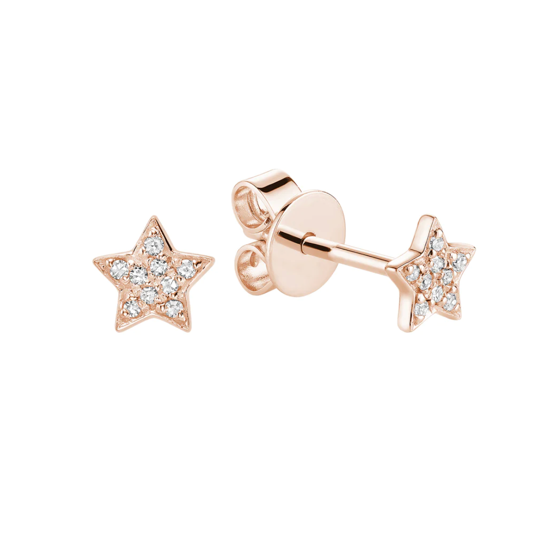 10 Karat Gold Small Star Diamond Stud Earrings