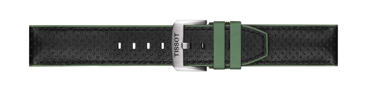 Tissot Green Rubber and Leather 22mm Watch Strap-T852.046.787