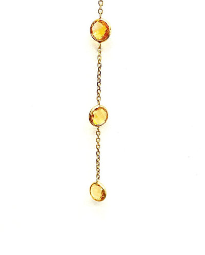 14 Karat Yellow Gold Citrine Bezel Necklace