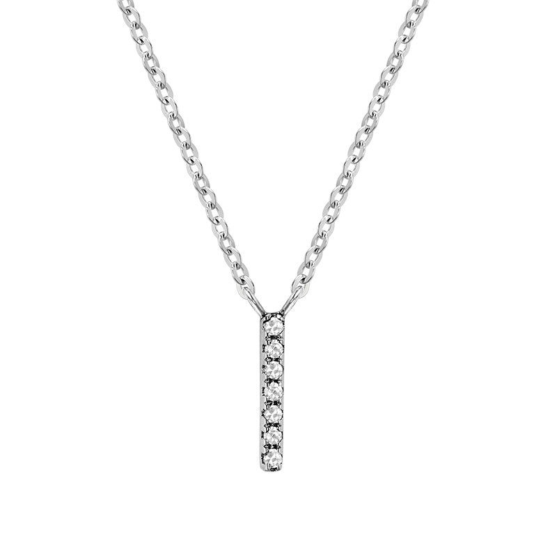 10 Karat White Gold Diamond Block Initial Necklace