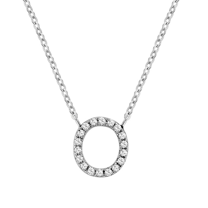 10 Karat White Gold Diamond Block Initial Necklace