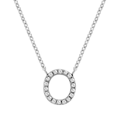 10 Karat White Gold Diamond Block Initial Necklace