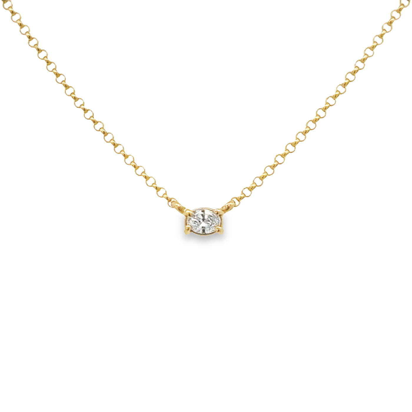14 Karat Gold Oval Cut Lab Diamond Necklace