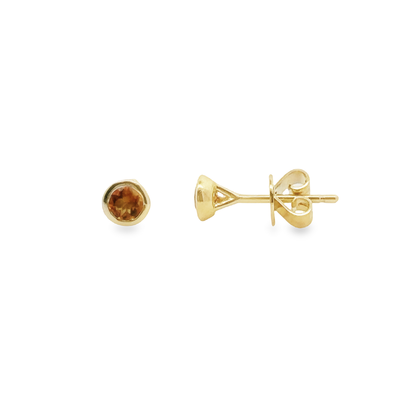 10 Karat Yellow Gold Bezel Citrine Stud Earrings