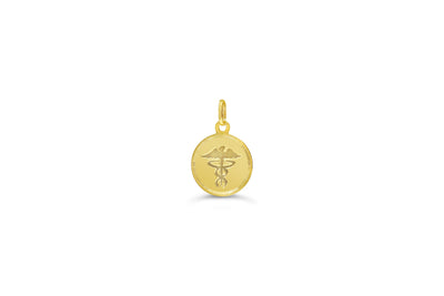 10 Karat Yellow Gold Small Medic Alert Disc Necklace