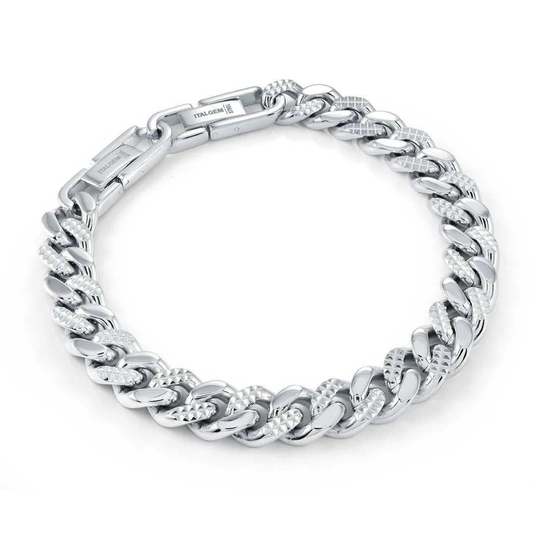 Stainless Steel Diamond Cut 10MM Curb Bracelet - SMB826