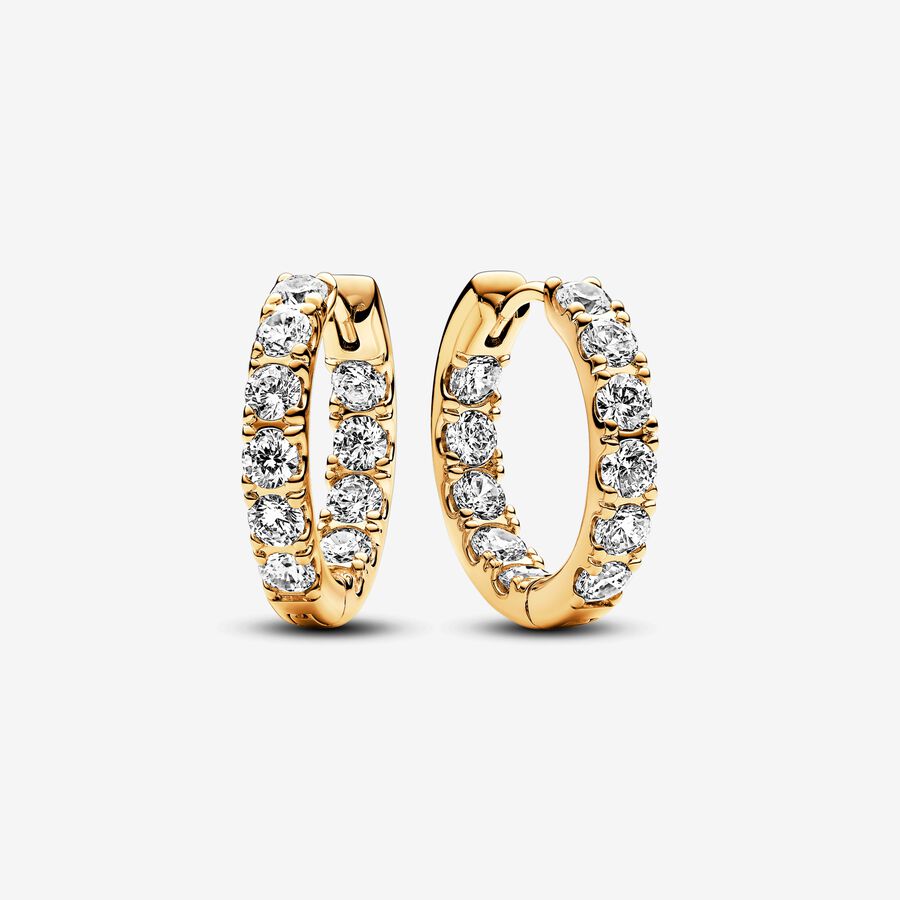 Pandora Sparkling Row Eternity Hoop Earrings 263002C01 – Kavar