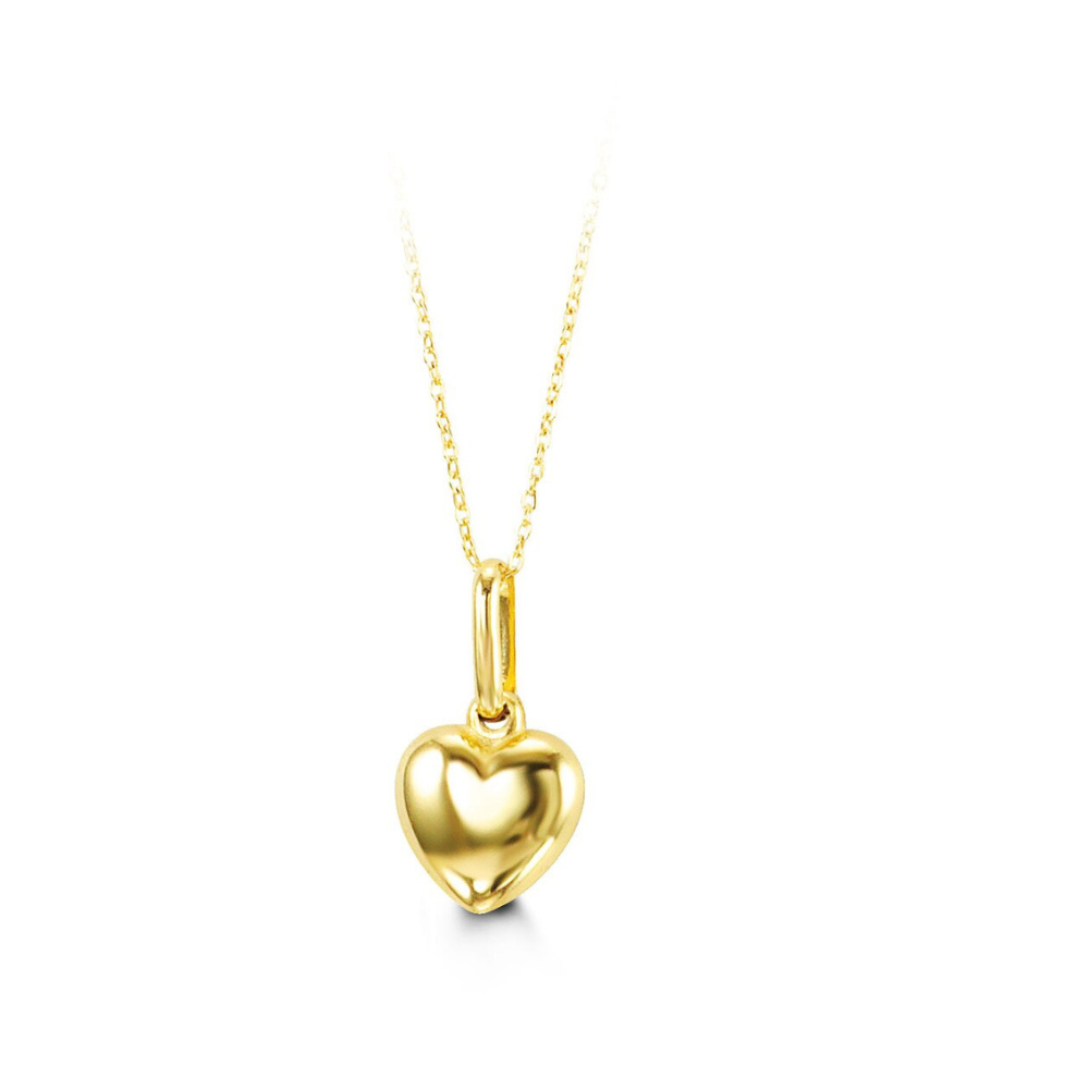10 Karat Yellow Puff Heart Children's Necklace
