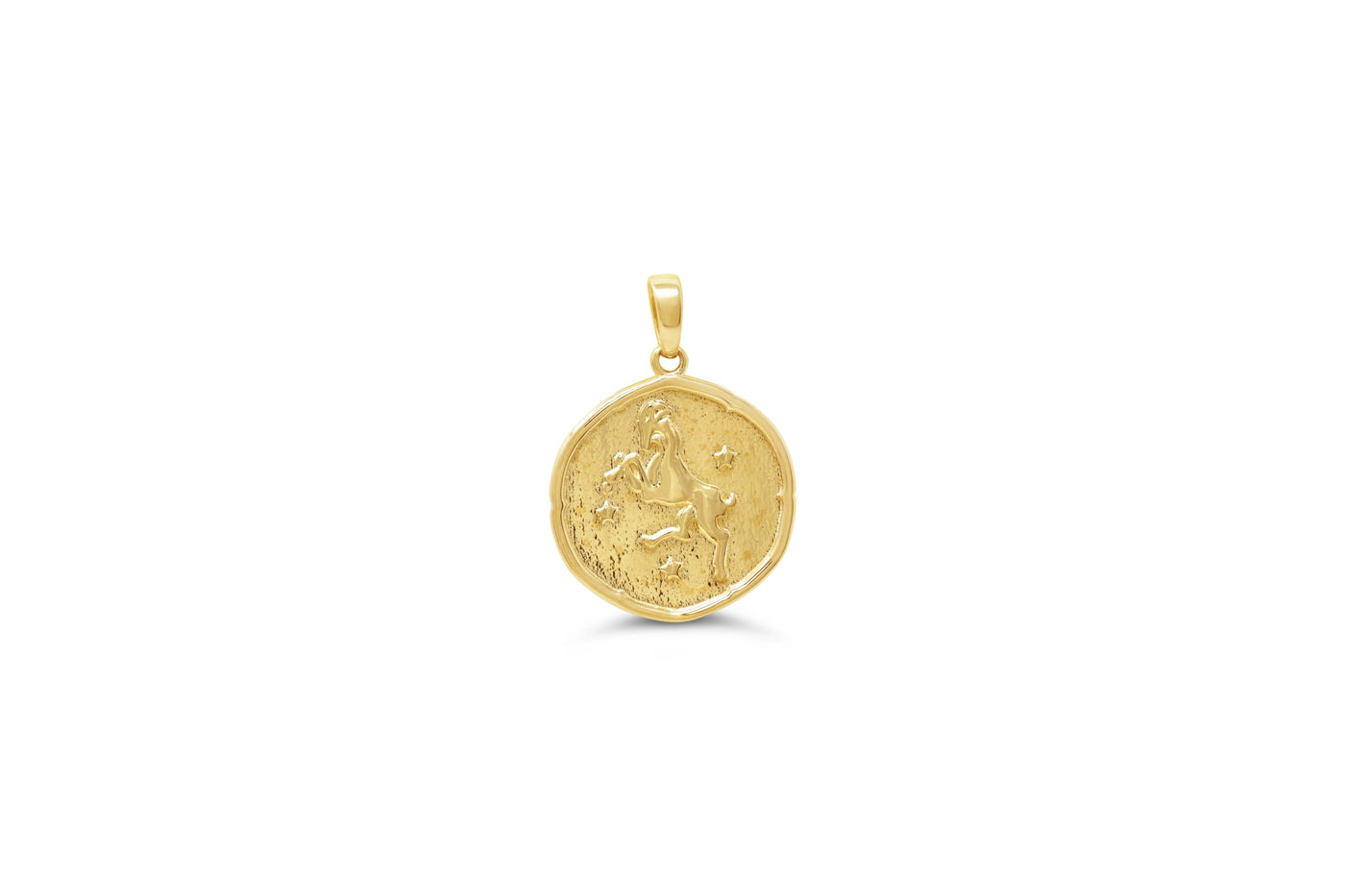 10 Karat Yellow Gold Aries Zodiac Disc Necklace