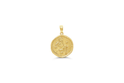 10 Karat Yellow Gold Aries Zodiac Disc Necklace
