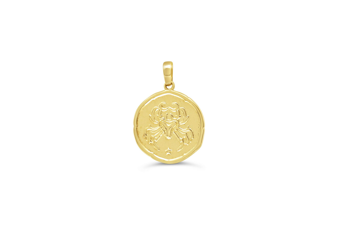 10 Karat Yellow Gold Cancer Zodiac Disc Necklace