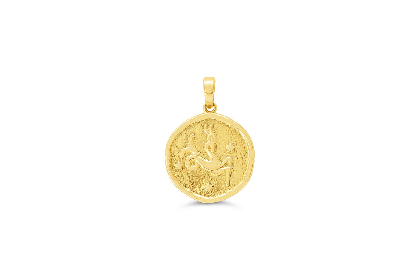 10 Karat Yellow Gold Capricorn Zodiac Disc Necklace