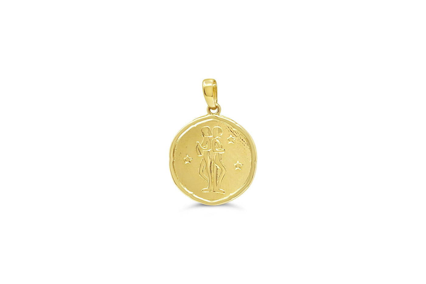 10 Karat Yellow Gold Gemini Zodiac Disc Necklace