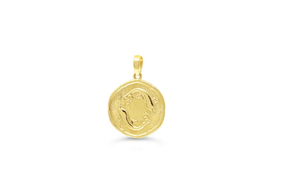 10 Karat Yellow Gold Pisces Zodiac Disc Necklace