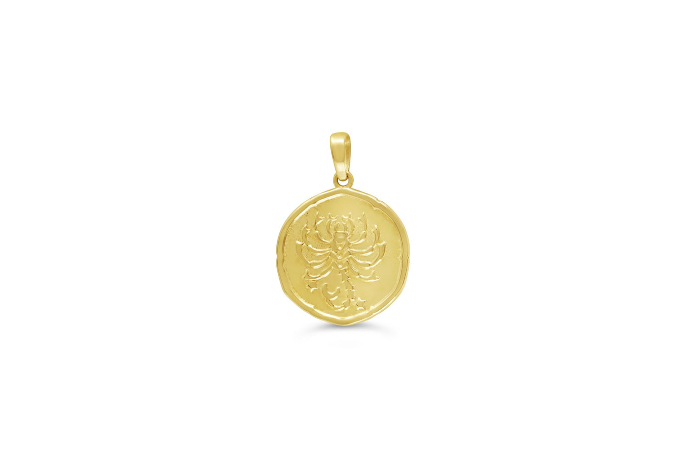 10 Karat Yellow Gold Scorpio Zodiac Disc Necklace