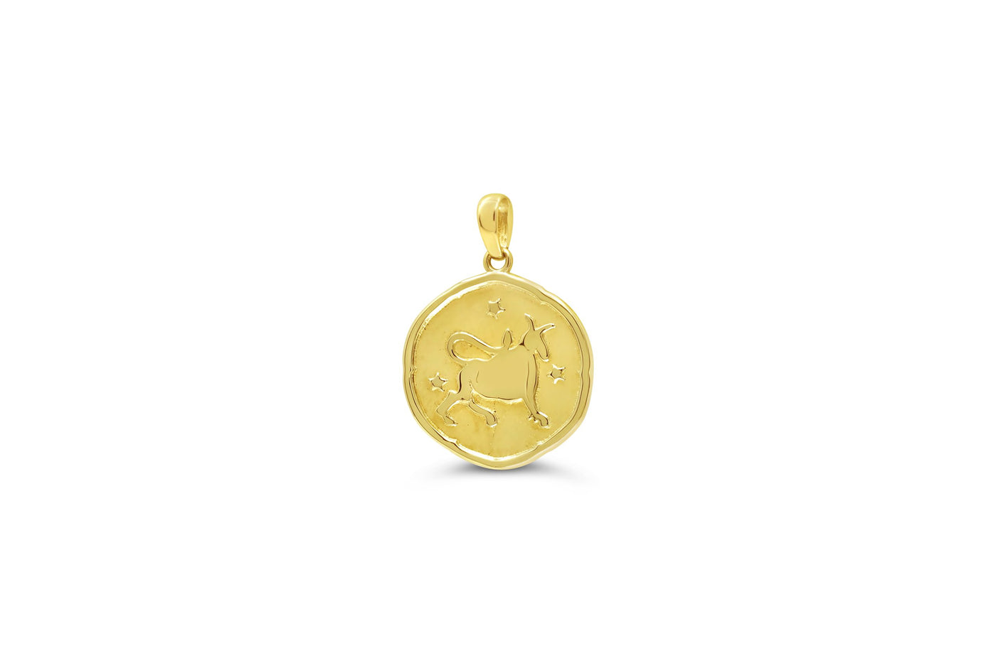 10 Karat Yellow Gold Taurus Zodiac Disc Necklace