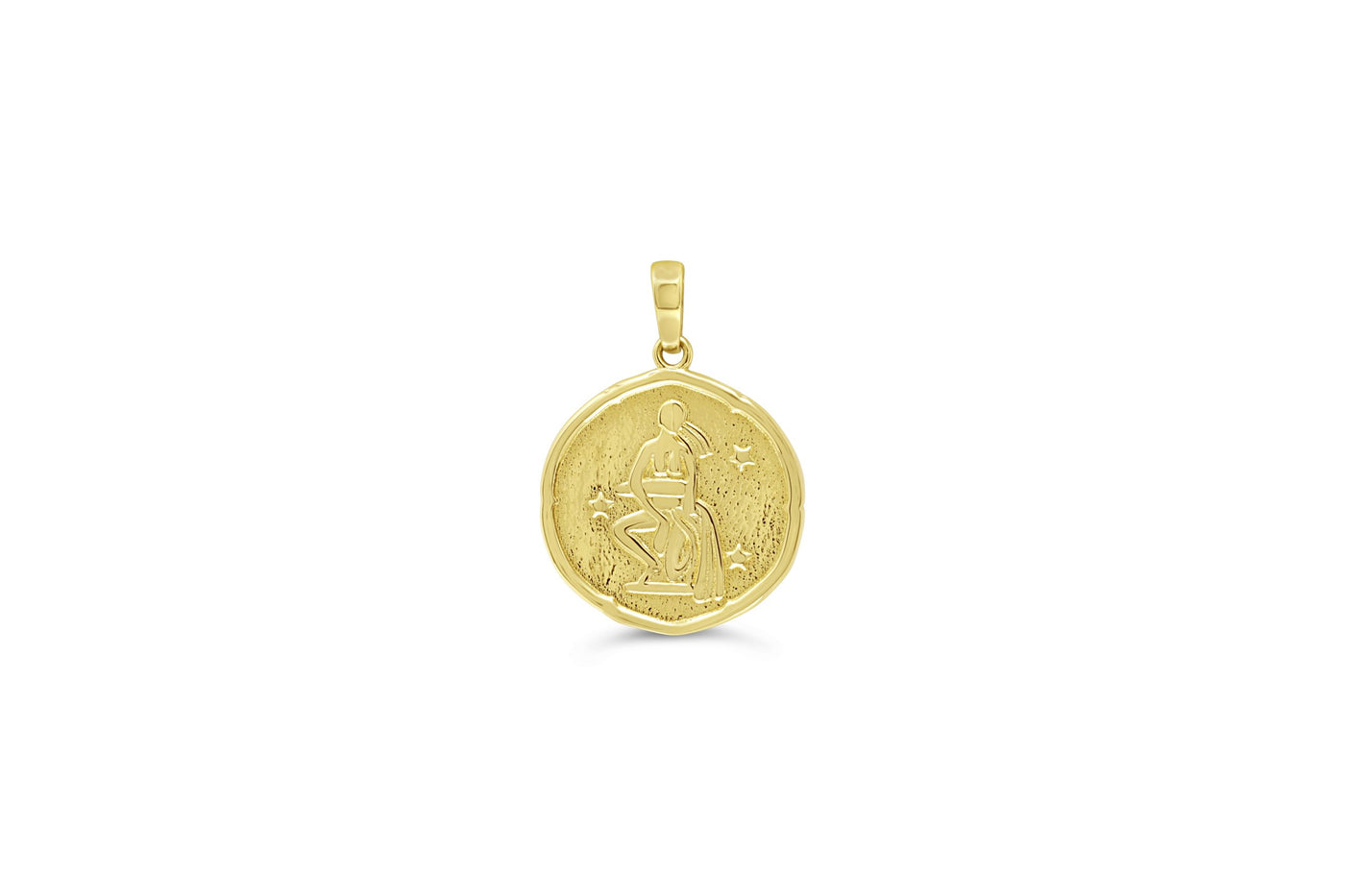 10 Karat Yellow Gold Virgo Zodiac Disc Necklace