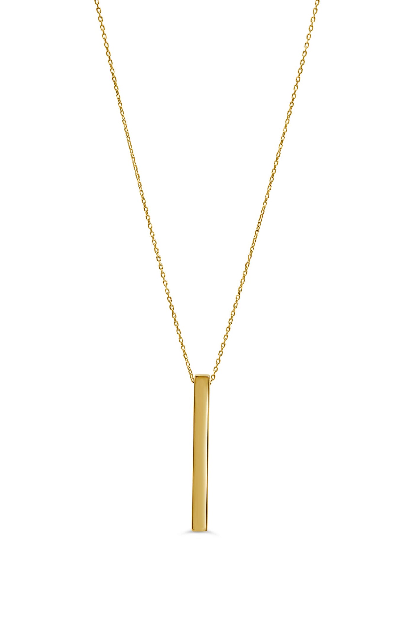 10 Karat Yellow Gold 3D Vertical Bar Necklace