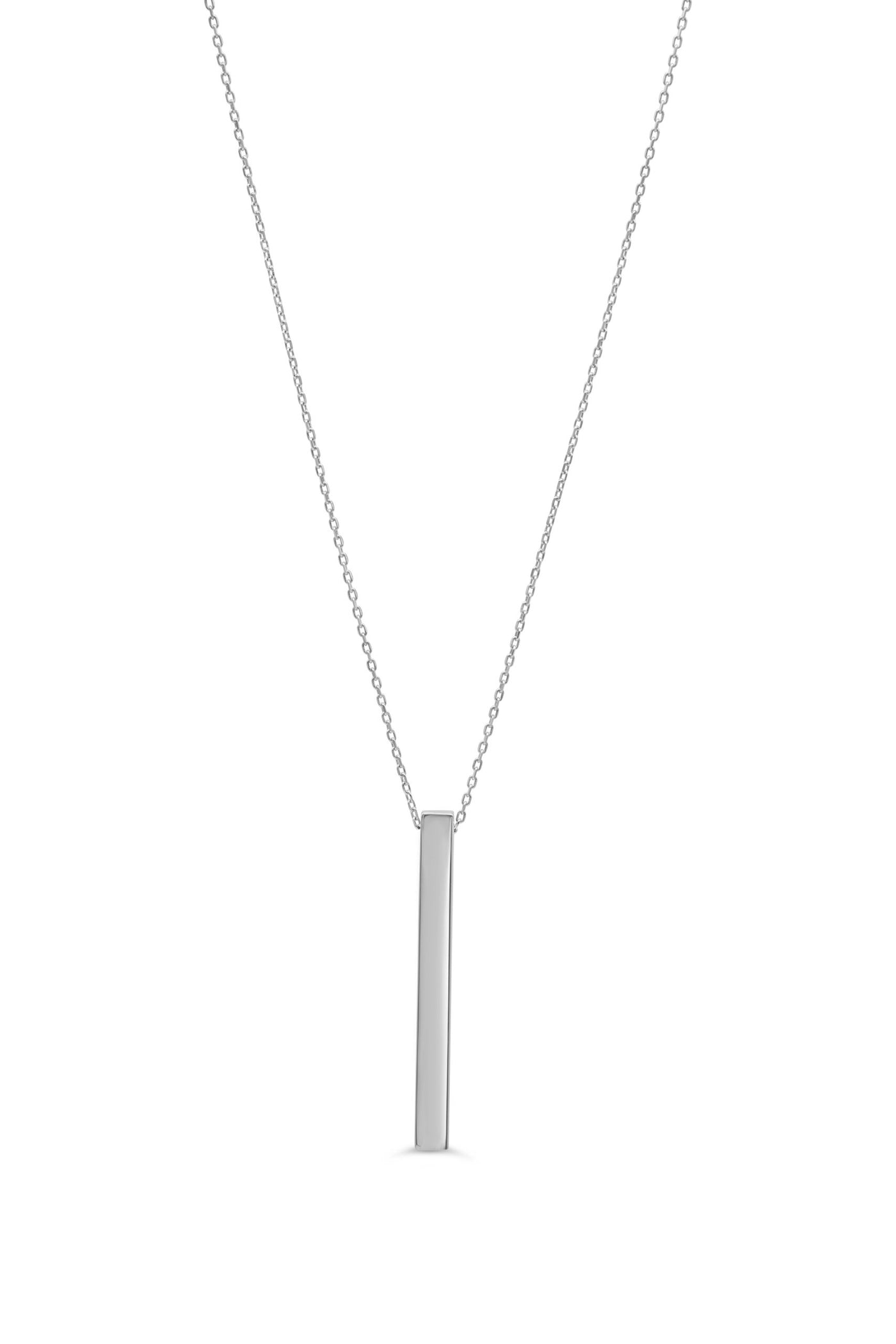 10 Karat White Gold 3D Vertical Bar Necklace