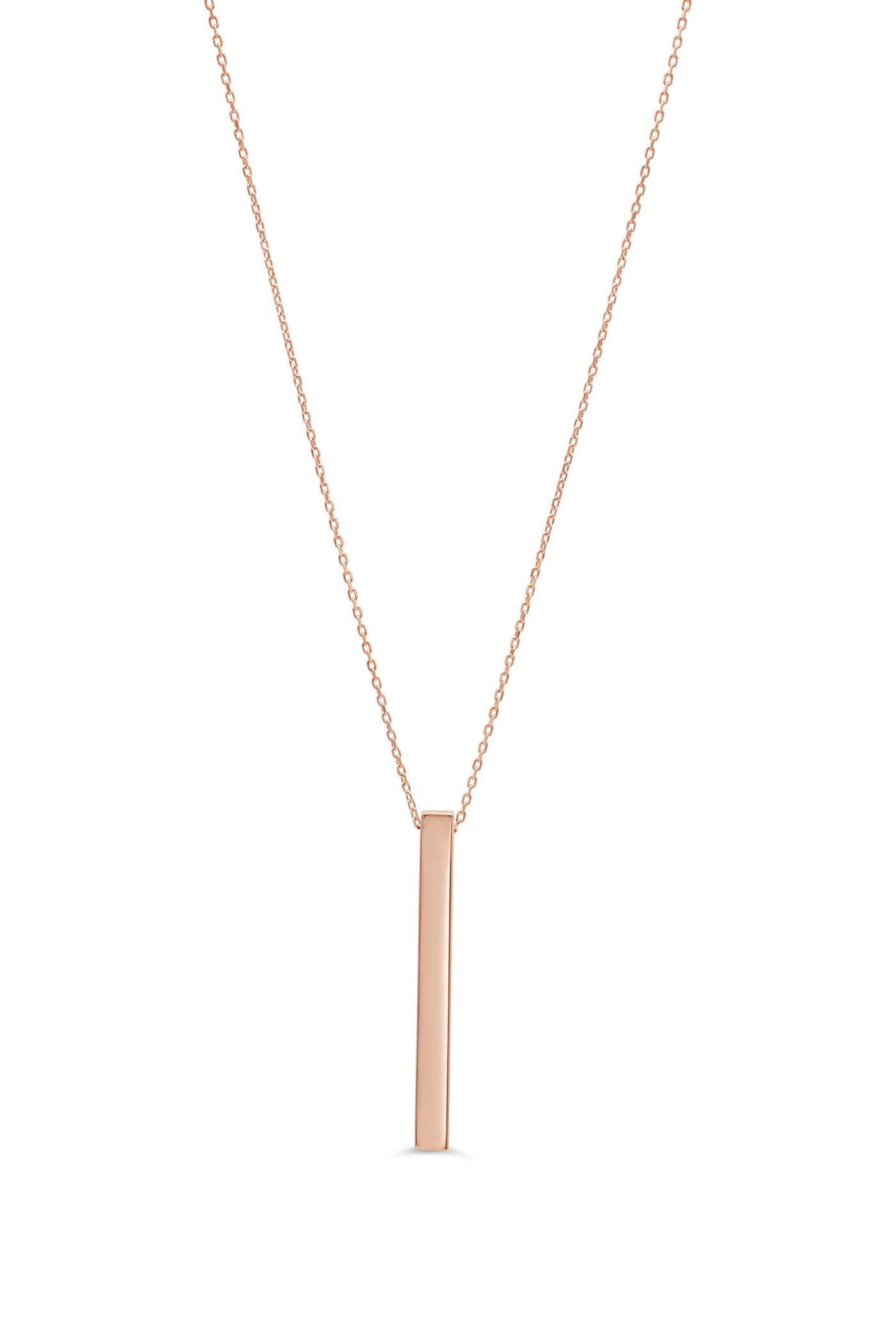 10 Karat Rose Gold 3D Vertical Bar Necklace