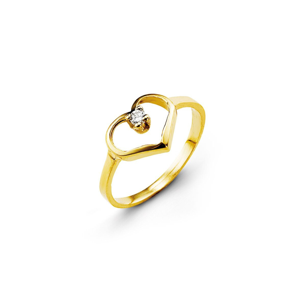 10 Karat Yellow Gold Baby Heart Cubic Ring