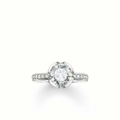 Thomas Sabo - Silver Round Crystal Ring (Size 7)