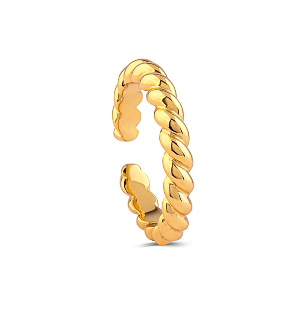 Sterling Silver Gold Plated Rope Adjustable Ring