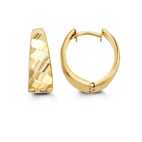 10 Karat Yellow Gold Sparkle Cut Hoop Earrings