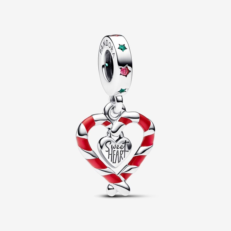 Pandora Double Candy Cane Heart Christmas Charm 792822C01