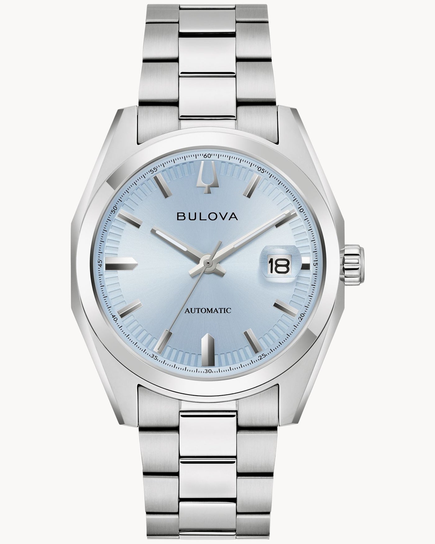 Bulova Ice Blue Dial Surveyor Stainless Steel Automatic Watch-96B469