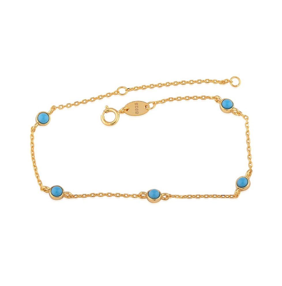 Gold Plated Sterling Silver Turquoise Bracelet