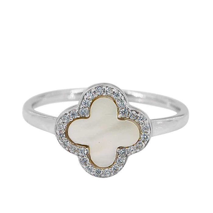 Sterling Silver Mother of Pearl Clover Ring