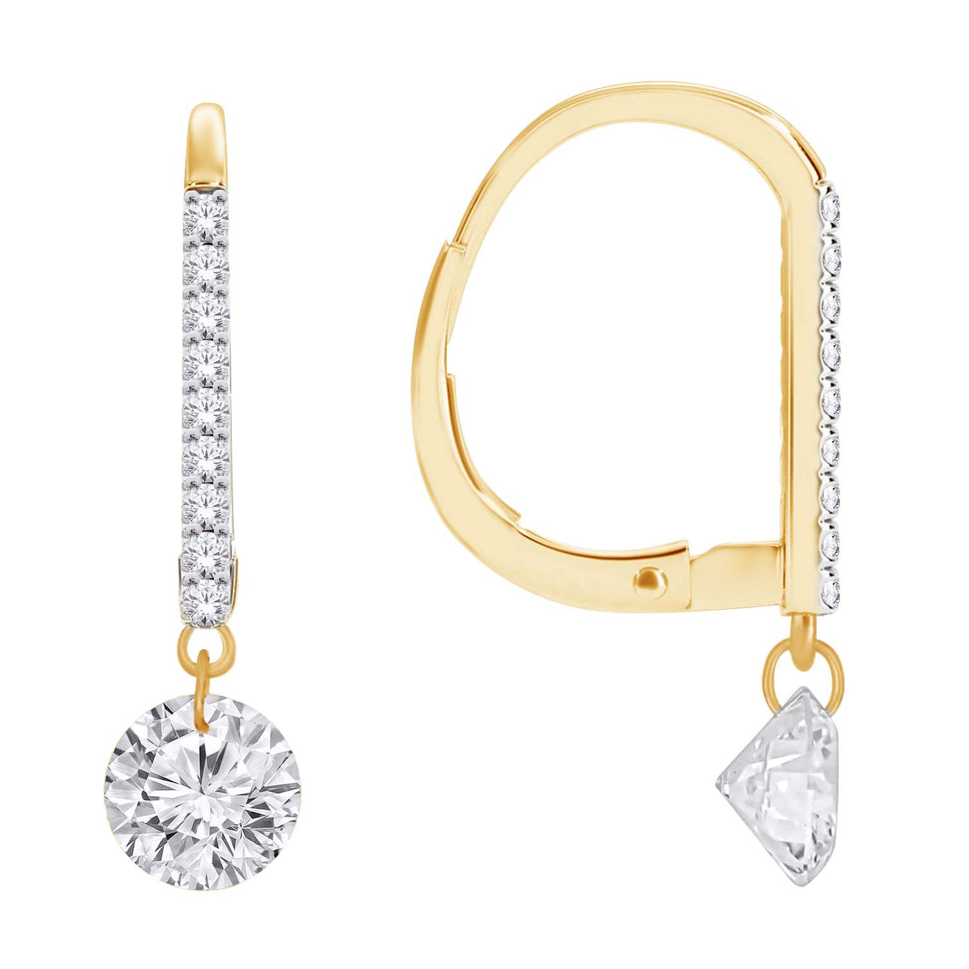 14 Karat Yellow Gold Lab Diamond Drop Earrings 1.15ct E VS