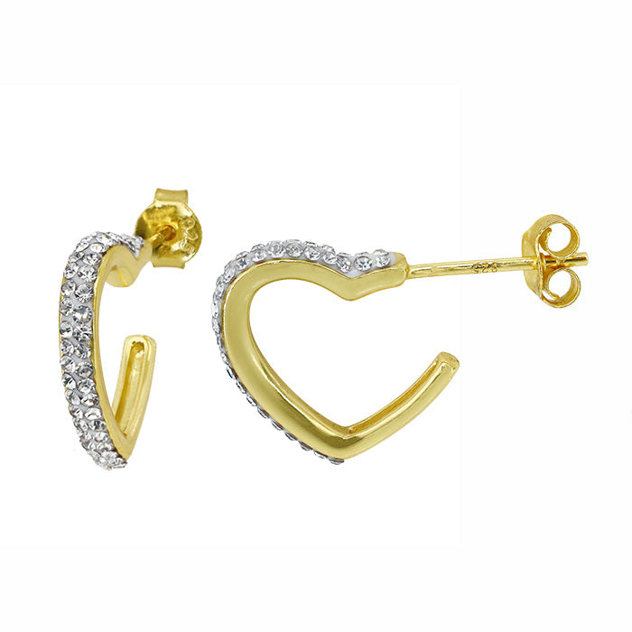 Sterling Silver Gold Plated Heart Hoop Earrings