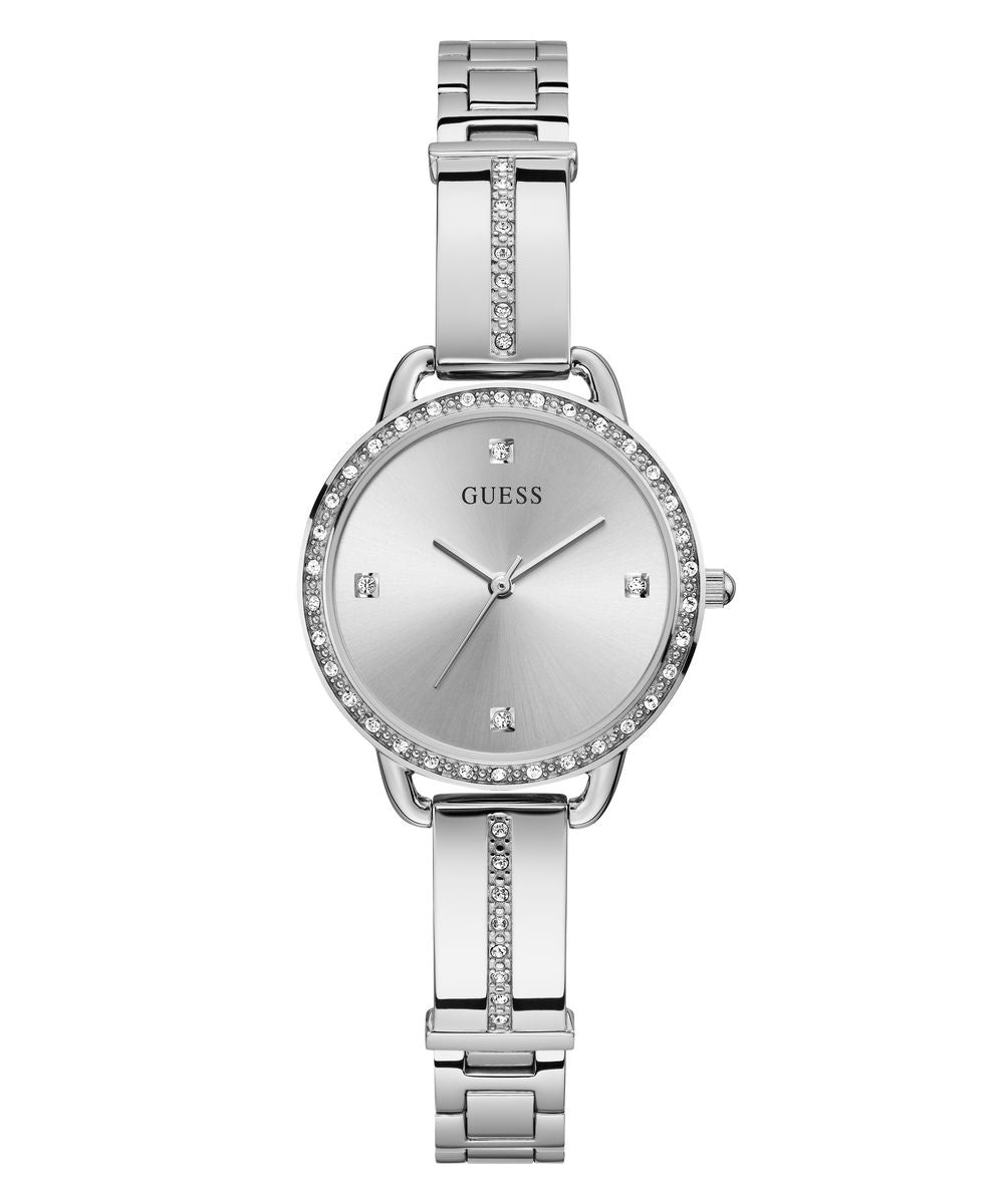 Guess Silver-Tone Crystal Quartz Watch-GW0022L1