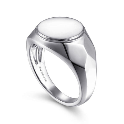 Gabriel & Co. Sterling Silver Faceted Signet Ring