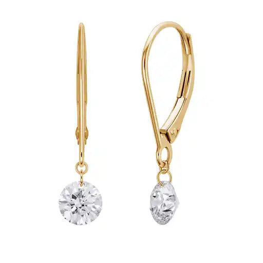 14 Karat Yellow Gold Lab Diamond Lever back Earrings 1.00 E VS