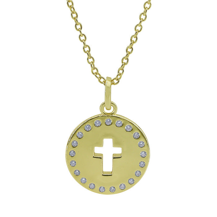 Sterling Silver Gold Plated Cross Necklace