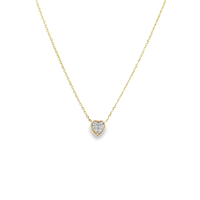 14 Karat Yellow Gold Mini Heart Diamond Necklace