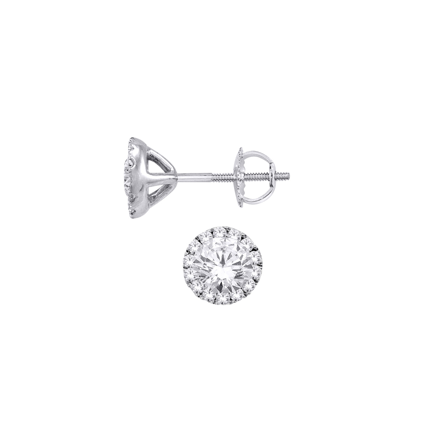10 Karat White Gold Laboratory Diamond 1.00CTW Halo Earrings